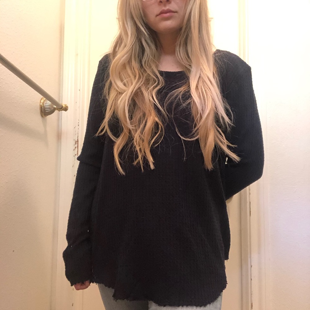 Urban Outfitters “Helena” waffle thermal in navy